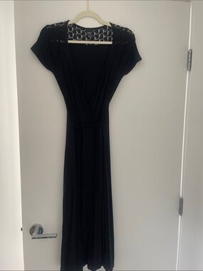Esprit Black Lace-Back Wrap Maxi Dress